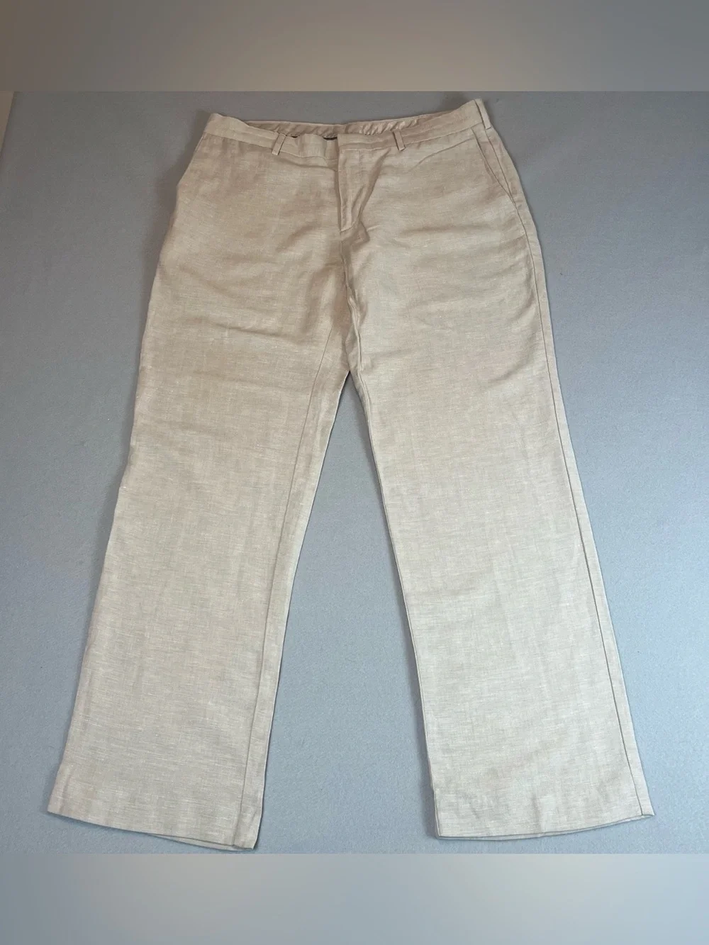 Cubavera Mens Linen Blend Pants 36x32 Beige Tan Flat Front Beach Resort Summer